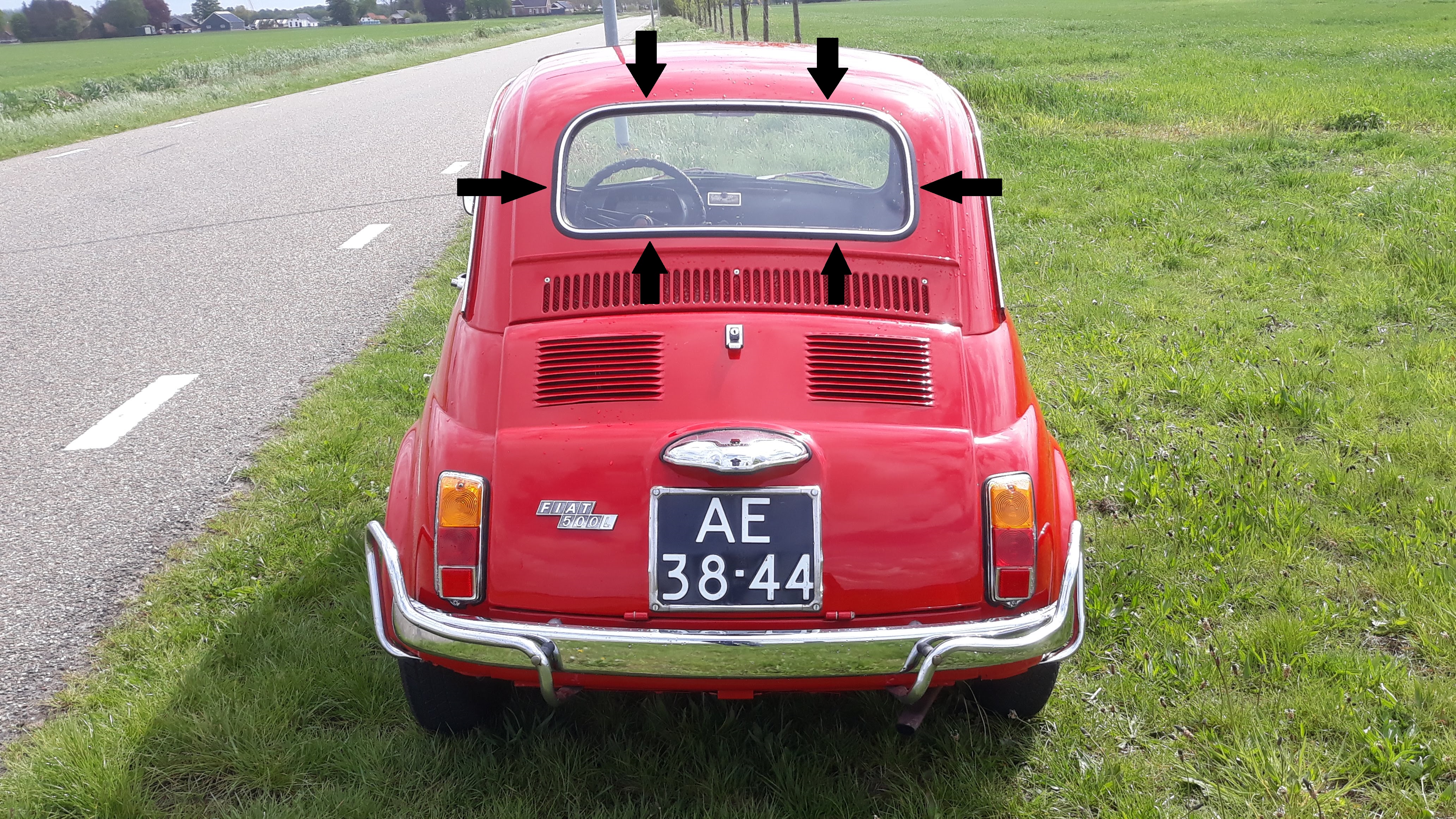 Achterruit rubber 500 L